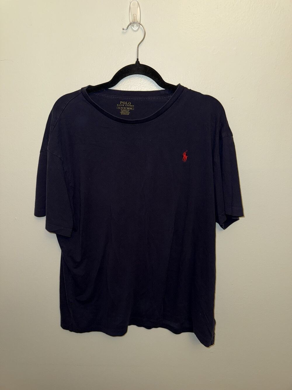 Polo Ralph Lauren Navy Mens Crew Neck T-Shirt XL Short Sleeve Red Pony Luxury